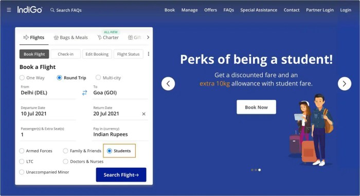 Liner victory fare ticket student discount flights international